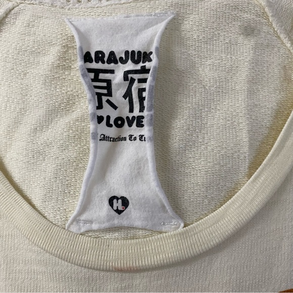 Harajuku Lovers Japanese Cream Short Sleeve Hoodie Tee Size XL Yum Yum - Picture 12 of 14